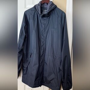 L.L. Bean Men’s Windbreaker Rain Jacket Packable Navy Size XXL TALL Hooded